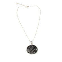 Load image into Gallery viewer, Alpaca Silver Aztec Calendar Pendant with Chain