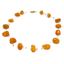 Load image into Gallery viewer, Floating Stone & Maasai Bead Necklace, Pumpkin Spice