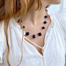 Load image into Gallery viewer, Floating Stone & Maasai Bead Necklace, Navy