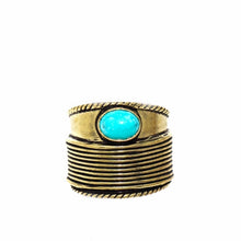 Load image into Gallery viewer, Turquoise Stone Adjustable Brass Ring