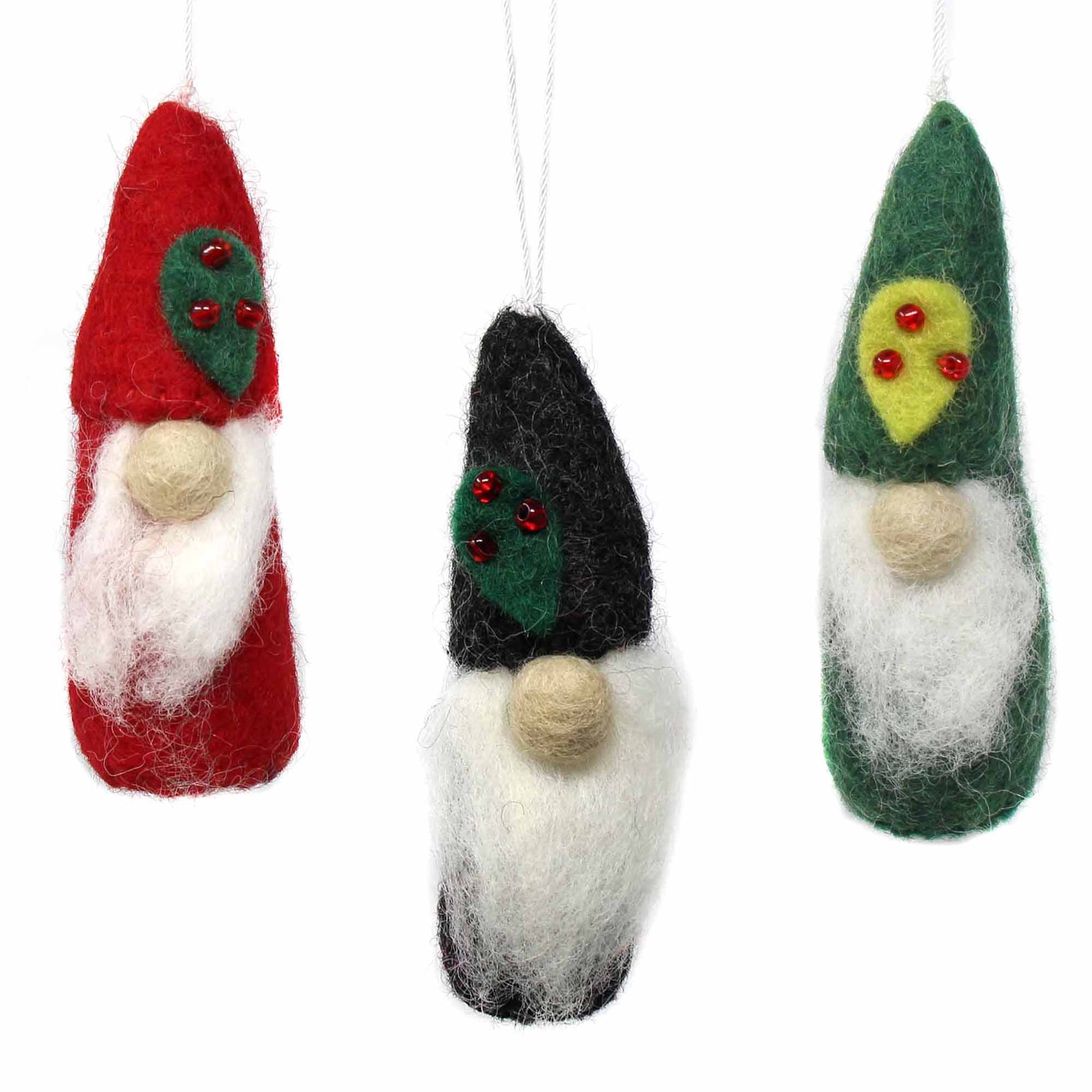 Christmas Gnome Felt Ornaments, Set of 3 – The White Mulberry Gifts