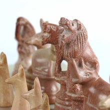 Load image into Gallery viewer, Hand Carved Soapstone Animal Chess Set - 15" Board - Smolart