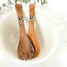 Load image into Gallery viewer, Olive Wood Serving Set, Small with Batik Inlay
