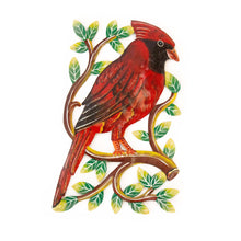 Load image into Gallery viewer, Cardinal on Branch, Painted Haitian Steel Drum Wall Art