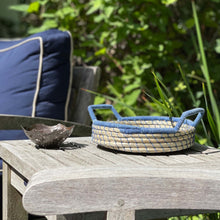 Load image into Gallery viewer, Nested Baskets in Natural with Blue Accents, Set of 3