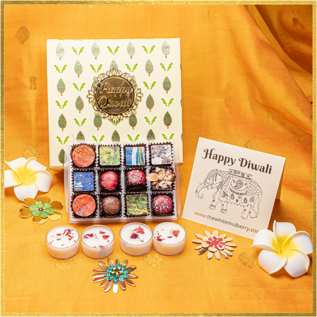 Diwali Gift | The Spirit of Diwali Gift Box with Exotic Chocolates and Dried Flower Candles