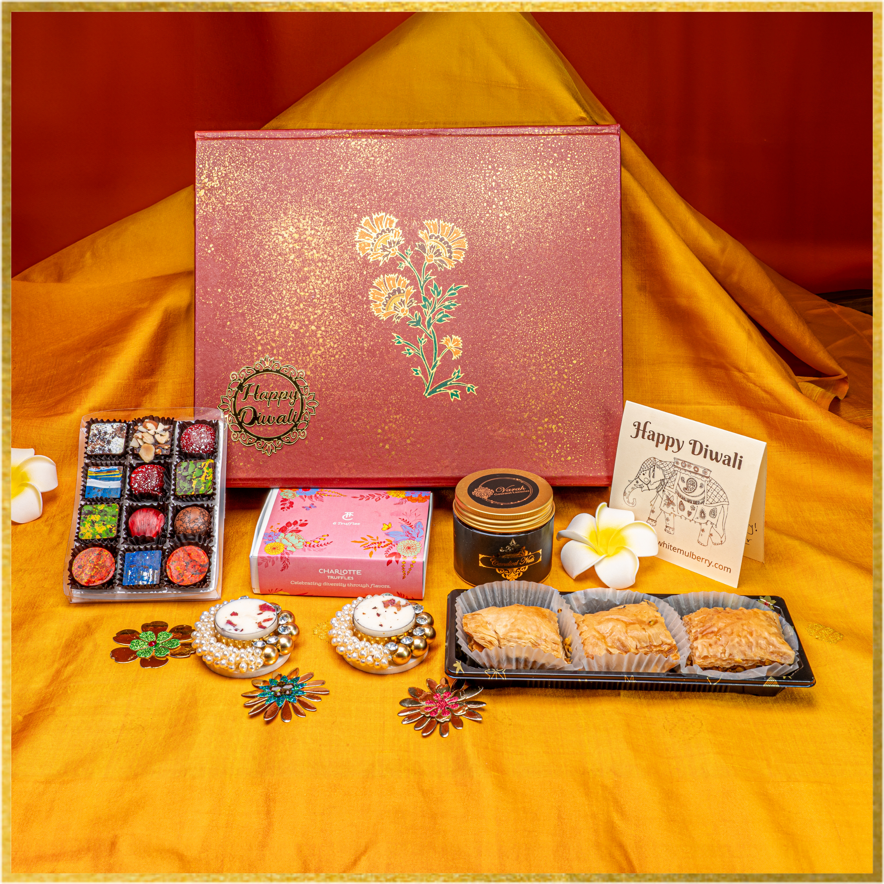 Red and Gold Diwali Gift Box