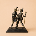 Antique bronze couple sculpture on pedestal