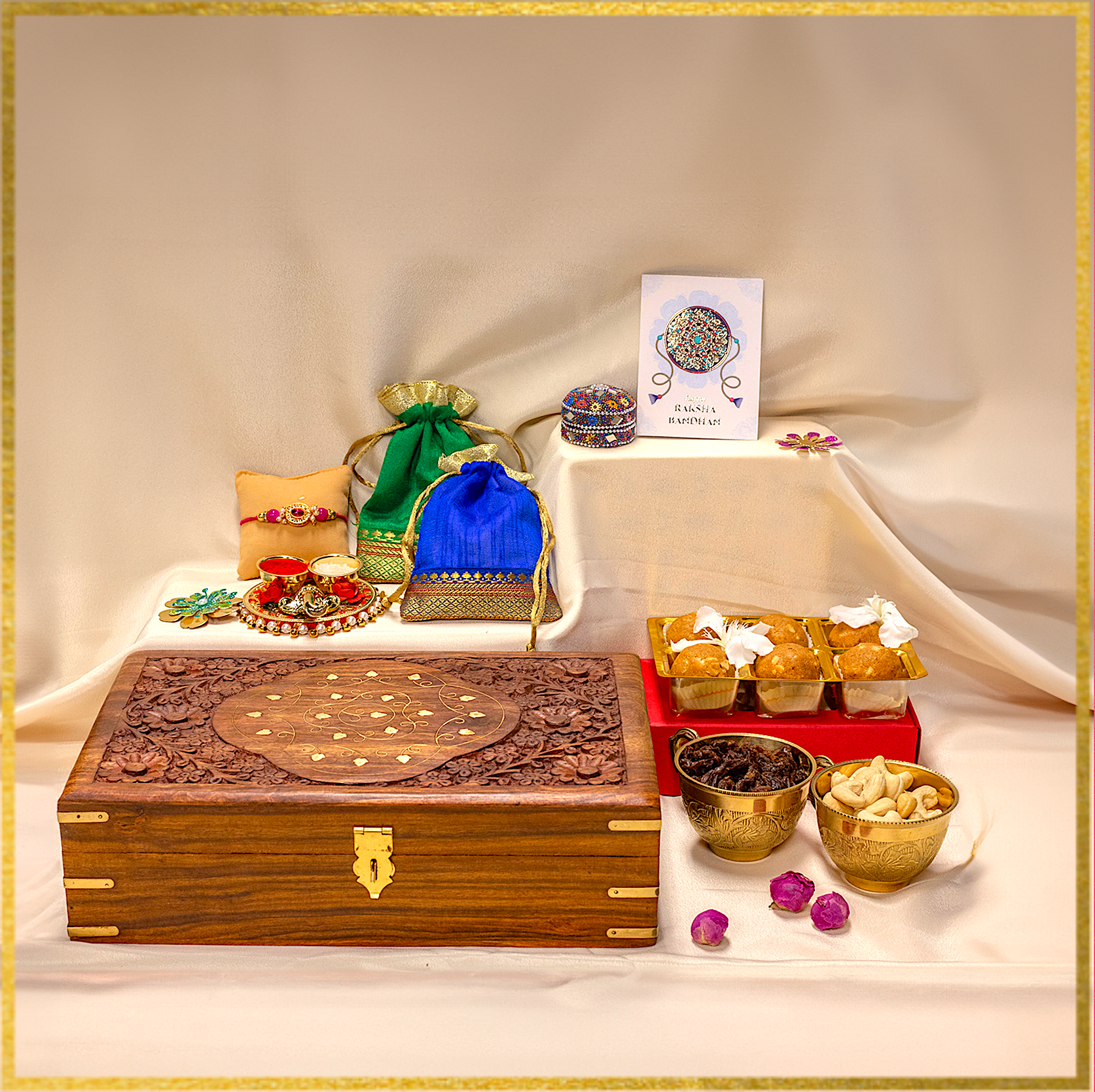 Golden Chocolates Rakhi Box - Velvet fine chocolates