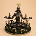 Meditative yogi sculpture with golden halo