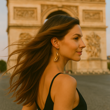 Load image into Gallery viewer, Brass and Copper Slice Earrings - Brass Images (E)
