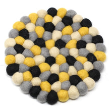 Load image into Gallery viewer, Hand Crafted Felt Ball Trivets from Nepal: Round, Mustard - Global Groove (T)
