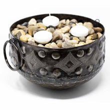 Load image into Gallery viewer, Large Hammered Metal Container with Round Handles - Croix des Bouquets
