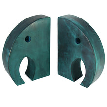 Load image into Gallery viewer, Teal Elephant Book Ends, Carved Gorara Soapstone
