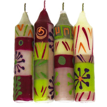 Load image into Gallery viewer, Hand-Painted 4&quot; Dinner or Shabbat Candles, Set of 4 (Kileo Design)
