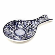 Load image into Gallery viewer, Handmade Pottery Spoon Rest, Blue Flower - Encantada
