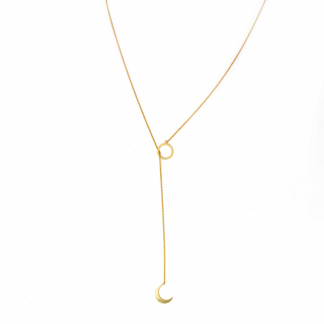 Crescent Moon Goldtone Pendant Necklace