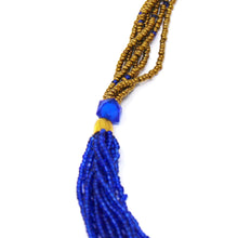 Load image into Gallery viewer, Multistrand Maasai Bead Necklace, Lapis Blue and Gold
