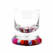 Load image into Gallery viewer, Hand Crafted Felt Ball Coasters from Nepal: 4-pack, Rainbow - Global Groove (T)
