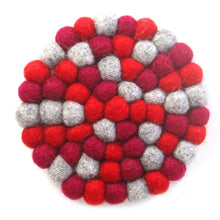 Load image into Gallery viewer, Hand Crafted Felt Ball Trivets from Nepal: Round Chakra, Reds - Global Groove (T)
