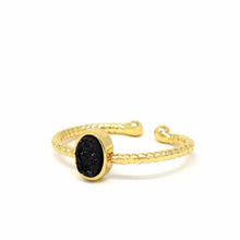 Load image into Gallery viewer, Ring: Black Druzy Agate Stone - Starfish Project
