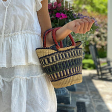 Load image into Gallery viewer, Bolga Tote, Neutrals with Leather Handle - 14-inch
