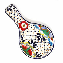 Load image into Gallery viewer, Handmade Pottery Spoon Rest, Dots &amp; Flowers - Encantada
