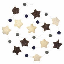 Load image into Gallery viewer, Hand Crafted Felt from Nepal: Stars Garland, Grey/Blue
