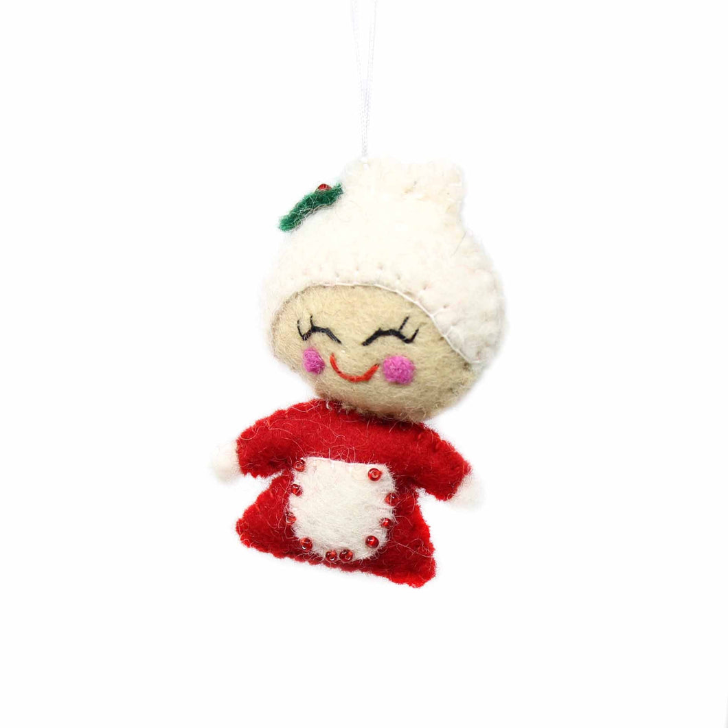 Hand Felted Christmas Ornament: Mrs. Claus - Global Groove (H)