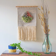 Load image into Gallery viewer, Handwoven Boho Wall Hanging, Neutral with Pop of Color
