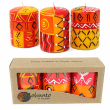 Load image into Gallery viewer, Set of Three Boxed Hand-Painted Candles - Zahabu Design - Nobunto
