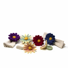 Load image into Gallery viewer, Hand Crafted Felt from Nepal: Set of 6 Napkin Rings, Assorted Daisies for Fall
