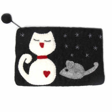 Load image into Gallery viewer, Hand Crafted Felt: White Cat Pouch
