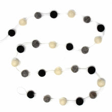 Load image into Gallery viewer, Hand Crafted Felt from Nepal: Pom Pom Garlands, White/Black/Gray
