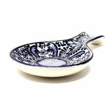 Load image into Gallery viewer, Handmade Pottery Spoon Rest, Blue Flower - Encantada
