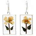 Pressed Yellow Flower Rectangle Dangle Earrings