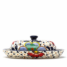 Load image into Gallery viewer, Handmade Pottery Butter Dish, Dots &amp; Flowers - Encantada

