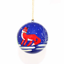 Load image into Gallery viewer, Handpainted Fox &amp; Bird Ornaments, Set of 2
