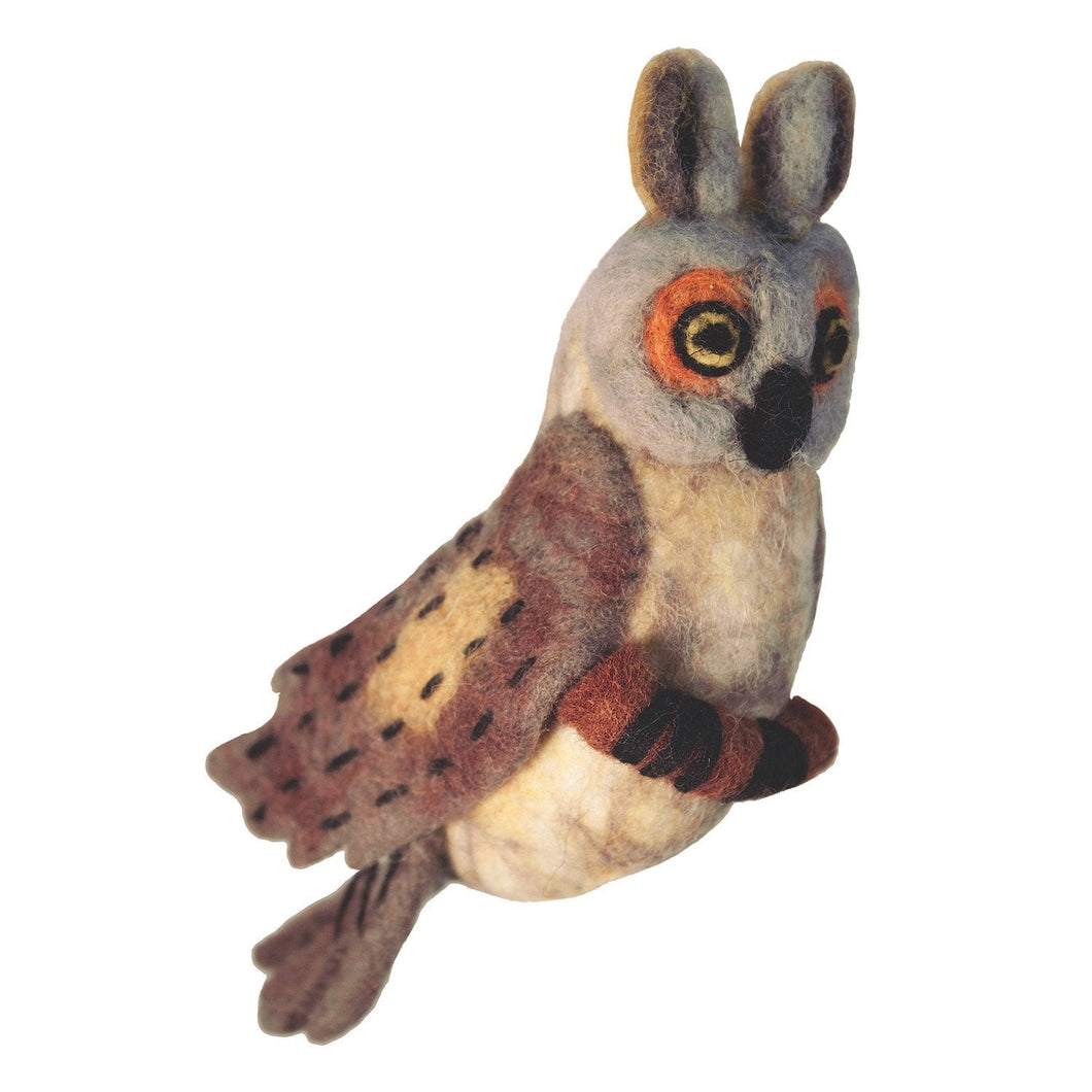Felt Bird Garden Ornament - Great Horned Owl - Wild Woolies (G)