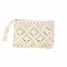 Load image into Gallery viewer, Macrame Clutch with Tassel, Cream
