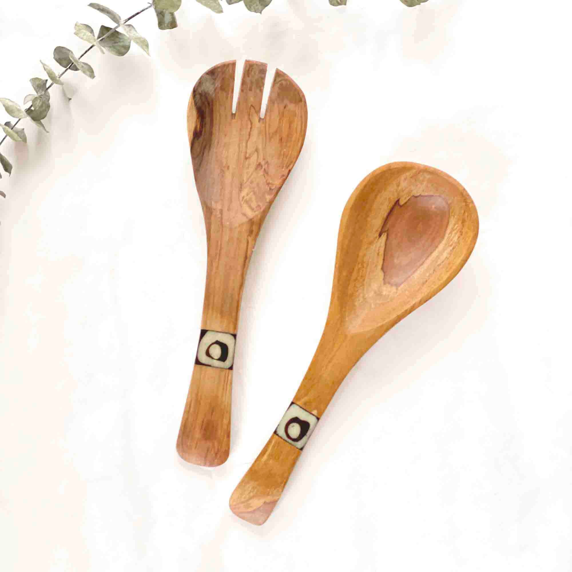 Olive Wood Serving Set, Small with Batik Inlay – The White Mulberry Gifts