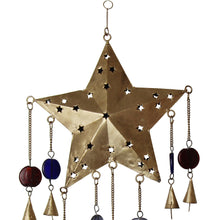 Load image into Gallery viewer, Handcrafted Ornate Star Chime, Recycled Iron and Glass Beads
