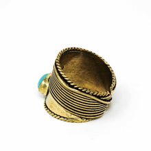 Load image into Gallery viewer, Turquoise Stone Adjustable Brass Ring
