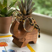 Load image into Gallery viewer, Elephant Eyeglass Acacia Wood Stand
