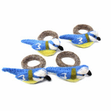 Load image into Gallery viewer, Napkin Rings, Set of 4 Birds - Yellow/Blue
