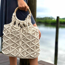Load image into Gallery viewer, Macrame Bag with Wooden Handle
