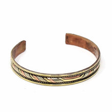 Load image into Gallery viewer, Copper and Brass Cuff Bracelet: Healing Twist - DZI (J)
