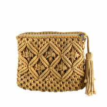 Load image into Gallery viewer, Macrame Clutch with Tassel, Tan
