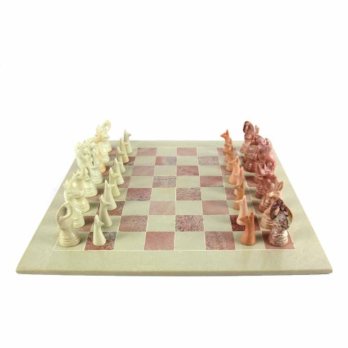 Hand Carved Soapstone Animal Chess Set - 15