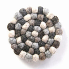 Load image into Gallery viewer, Hand Crafted Felt Ball Coasters from Nepal: 4-pack, Multicolor Greys - Global Groove (T)
